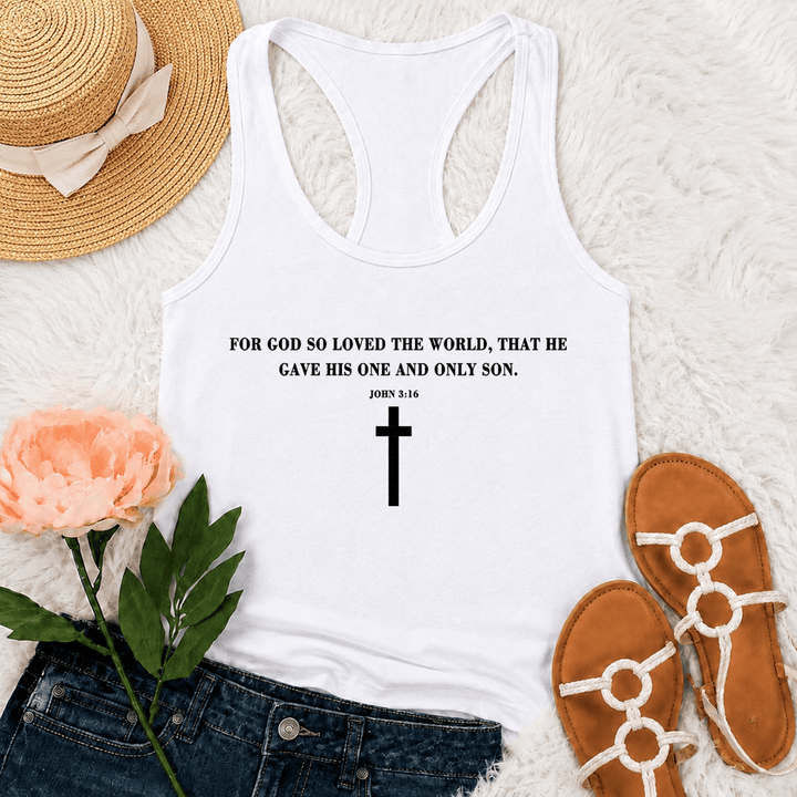 Christianartworkshop John 3:16 For God So Loved The World Racerback Tank Top - White - 2XL - image 6