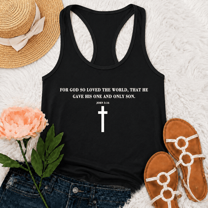 Christianartworkshop John 3:16 For God So Loved The World Racerback Tank Top - Black - 2XL - image 3