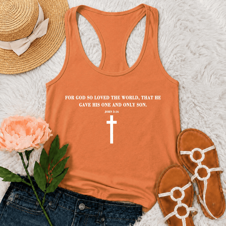 Christianartworkshop John 3:16 For God So Loved The World Racerback Tank Top - Orange - 2XL - image 27