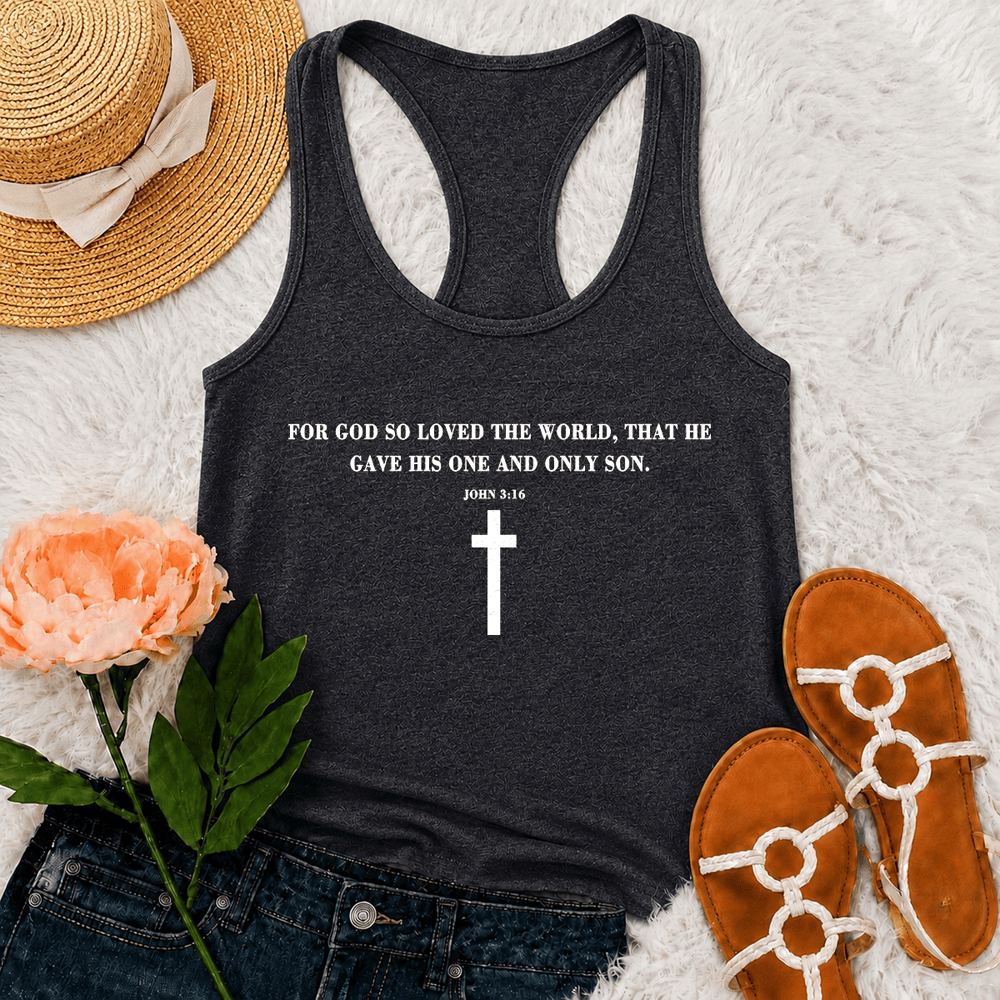 Christianartworkshop John 3:16 For God So Loved The World Racerback Tank Top - Grey - 2XL - image 9