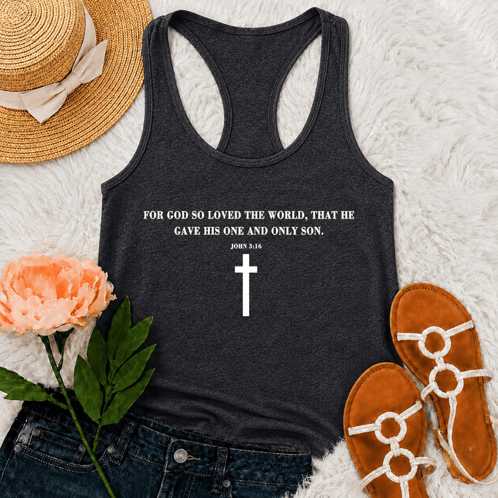 Christianartworkshop John 3:16 For God So Loved The World Racerback Tank Top - Grey - 2XL - image 9