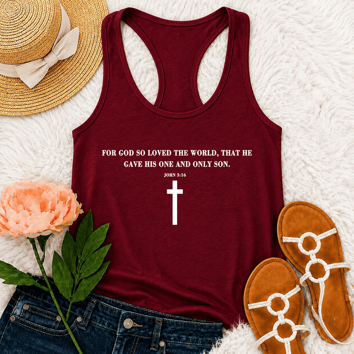 Christianartworkshop John 3:16 For God So Loved The World Racerback Tank Top - Wine - 2XL - image 24