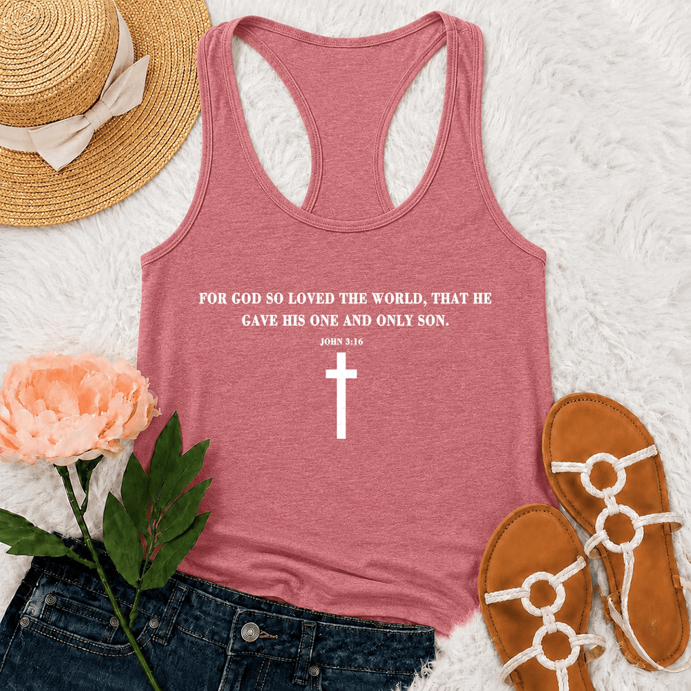 Christianartworkshop John 3:16 For God So Loved The World Racerback Tank Top - Pink - 2XL - image 21