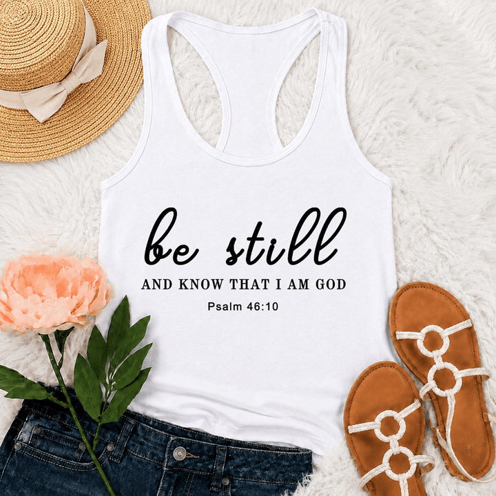 Christianartworkshop Be Still And Know That I Am God Racerback Tank Top - White - 2XL - image 6