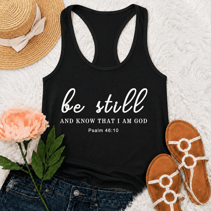 Christianartworkshop Be Still And Know That I Am God Racerback Tank Top - Black - 2XL - image 3