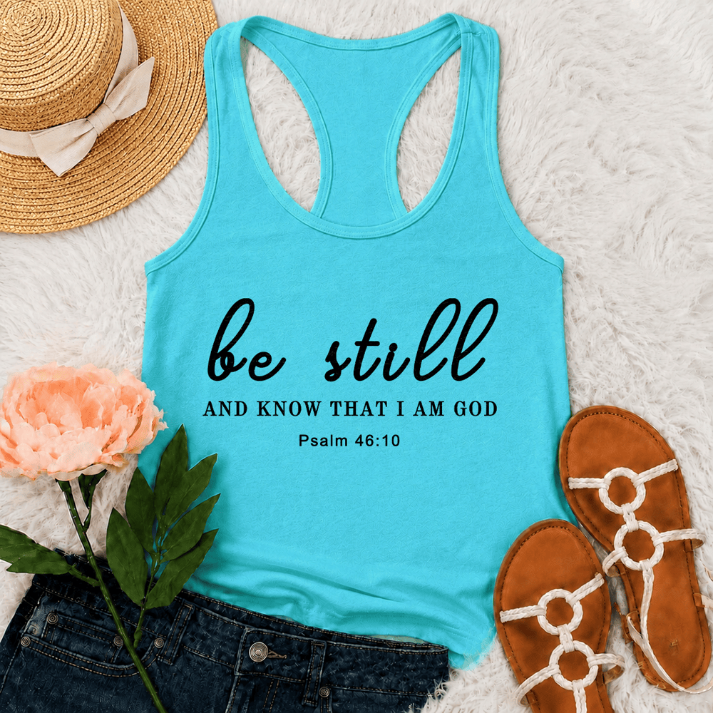 Christianartworkshop Be Still And Know That I Am God Racerback Tank Top - Mint - 2XL - image 12