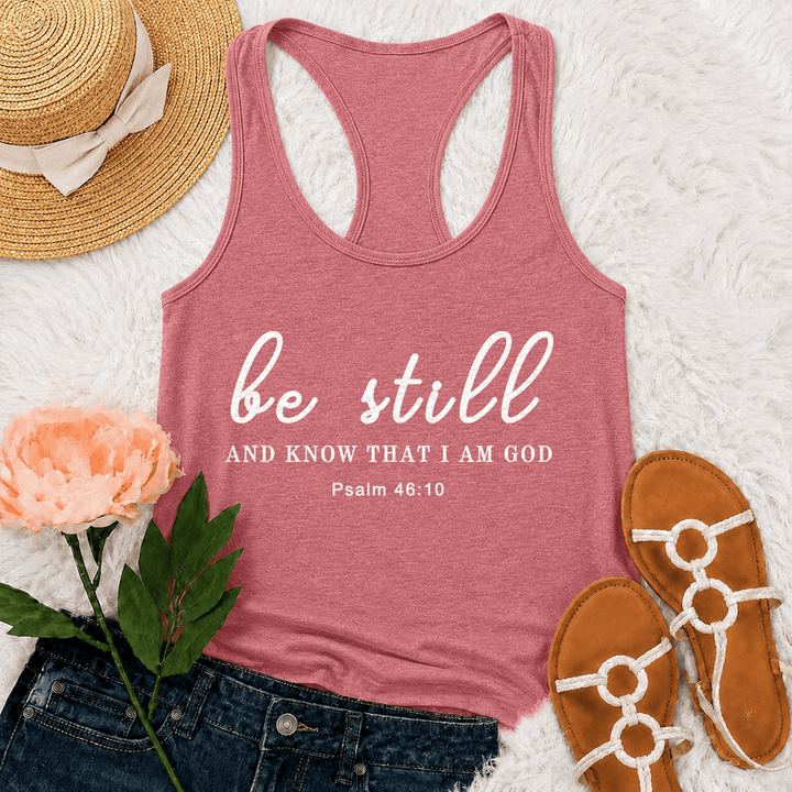 Christianartworkshop Be Still And Know That I Am God Racerback Tank Top - Pink - 2XL - image 21