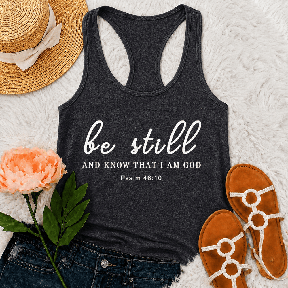 Christianartworkshop Be Still And Know That I Am God Racerback Tank Top - Grey - 2XL - image 9