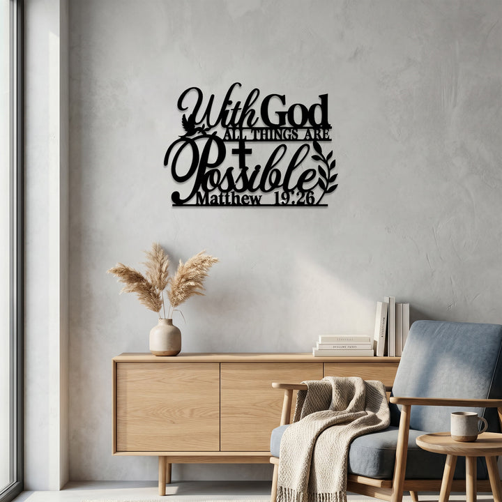 Christianartworkshop Cross Dove Vine With God All Things Are Possible Metal Wall Decor: Emblem of Boundless Hopeful Grace - image 3