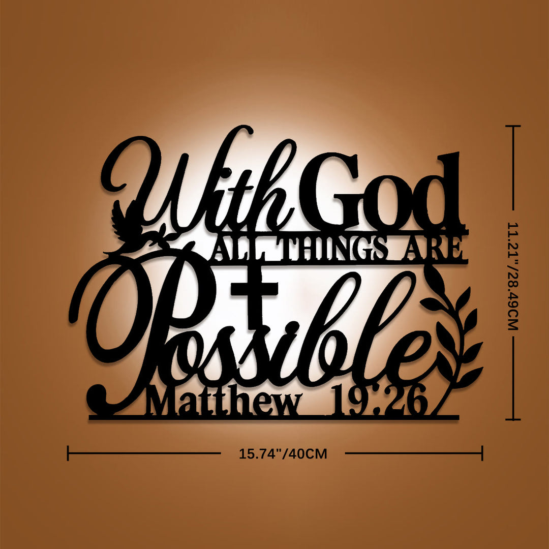 Christianartworkshop Cross Dove Vine With God All Things Are Possible Metal Wall Decor: Emblem of Boundless Hopeful Grace - 11.21"*15.74"*0.04''/28.49cm*40cm*0.1cm - image 6