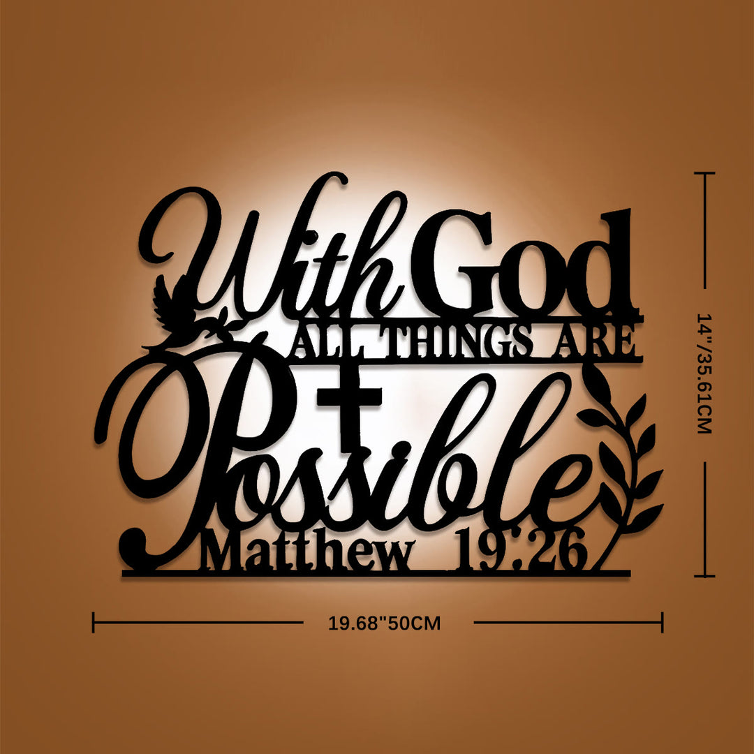 Christianartworkshop Cross Dove Vine With God All Things Are Possible Metal Wall Decor: Emblem of Boundless Hopeful Grace - 14"*19.68"*0.06''/35.61*50cm*0.15cm - image 7
