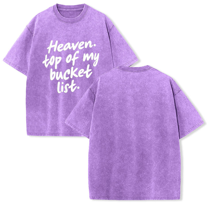 Christianartworkshop Heaven Top Of My Bucket List Soft Cursive Faith Washed Unisex T-Shirt - Purple - 5XL - image 25