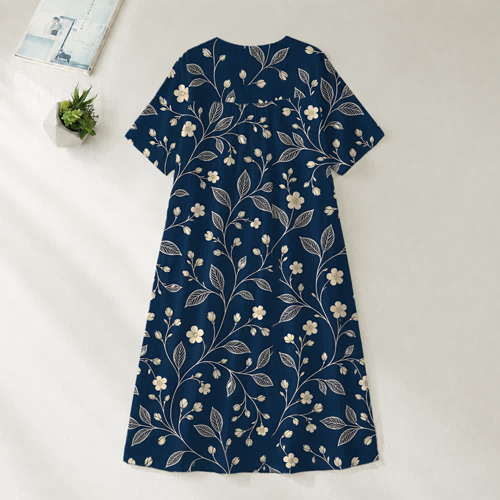 Christianartworkshop Summer Oversized Floral Print Cross Graphic V-Neck Short Sleeve Midi Dress - image 6