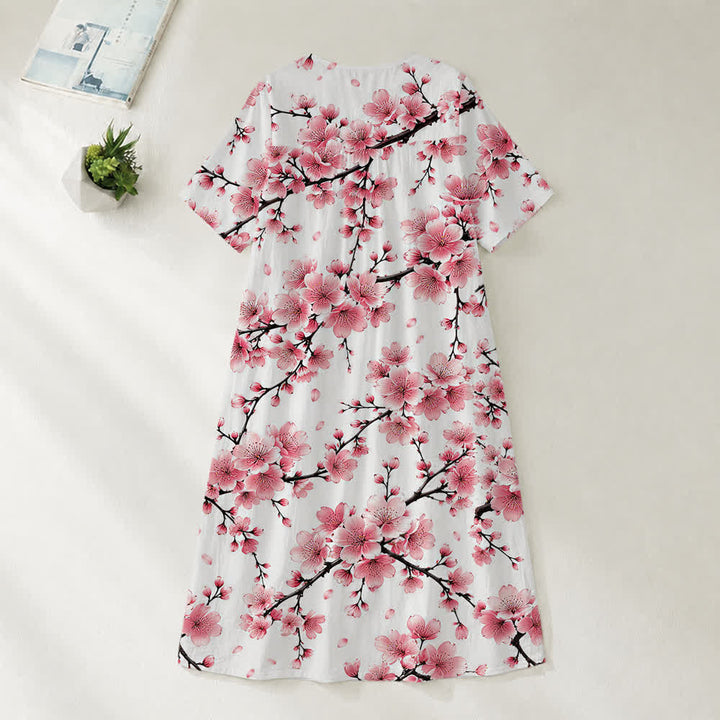 Christianartworkshop Summer Oversized Floral Print Cross Graphic V-Neck Short Sleeve Midi Dress - image 26