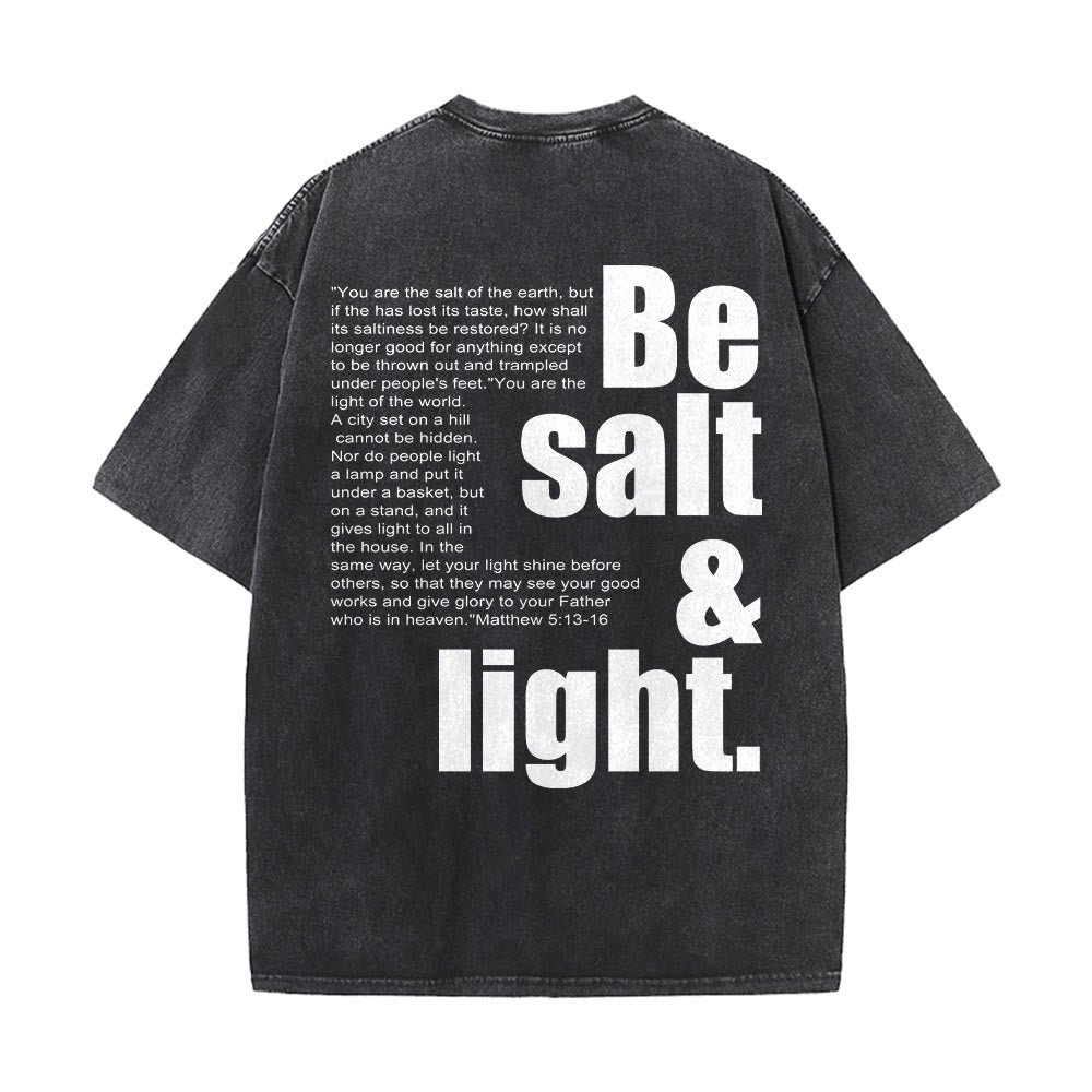 Christianartworkshop Contrast Large Small Font Salt And Light Bible Verse Back Graphic Washed Unisex T-Shirt - image 8
