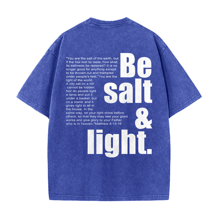 Christianartworkshop Contrast Large Small Font Salt And Light Bible Verse Back Graphic Washed Unisex T-Shirt - image 14