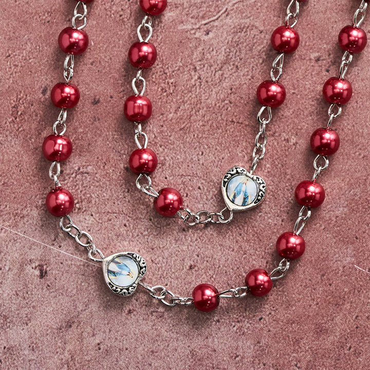 Christianartworkshop Multi-Tone Glossy Pearlescent Bead Heart Saint Portrait Prayer Rosary: Emblem of Gentle Heavenly Shelter - image 22