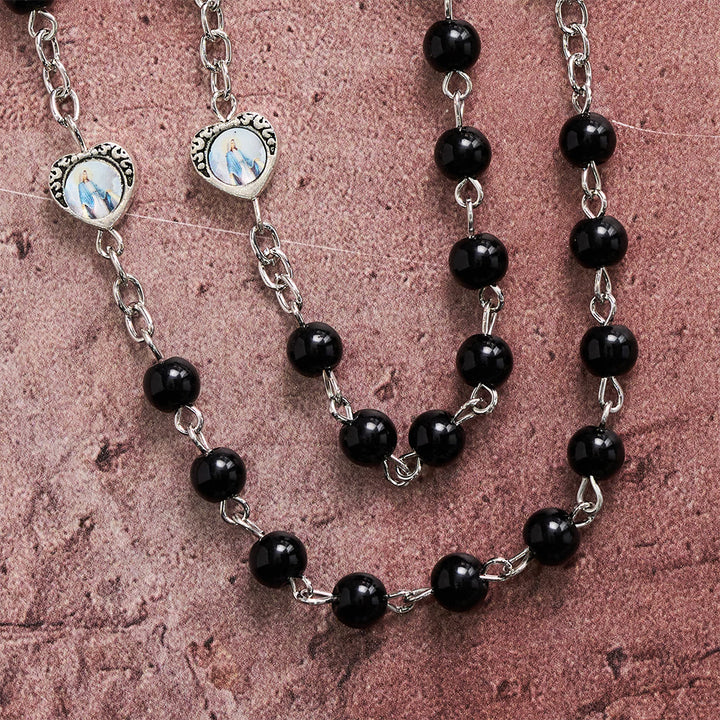 Christianartworkshop Multi-Tone Glossy Pearlescent Bead Heart Saint Portrait Prayer Rosary: Emblem of Gentle Heavenly Shelter - image 14