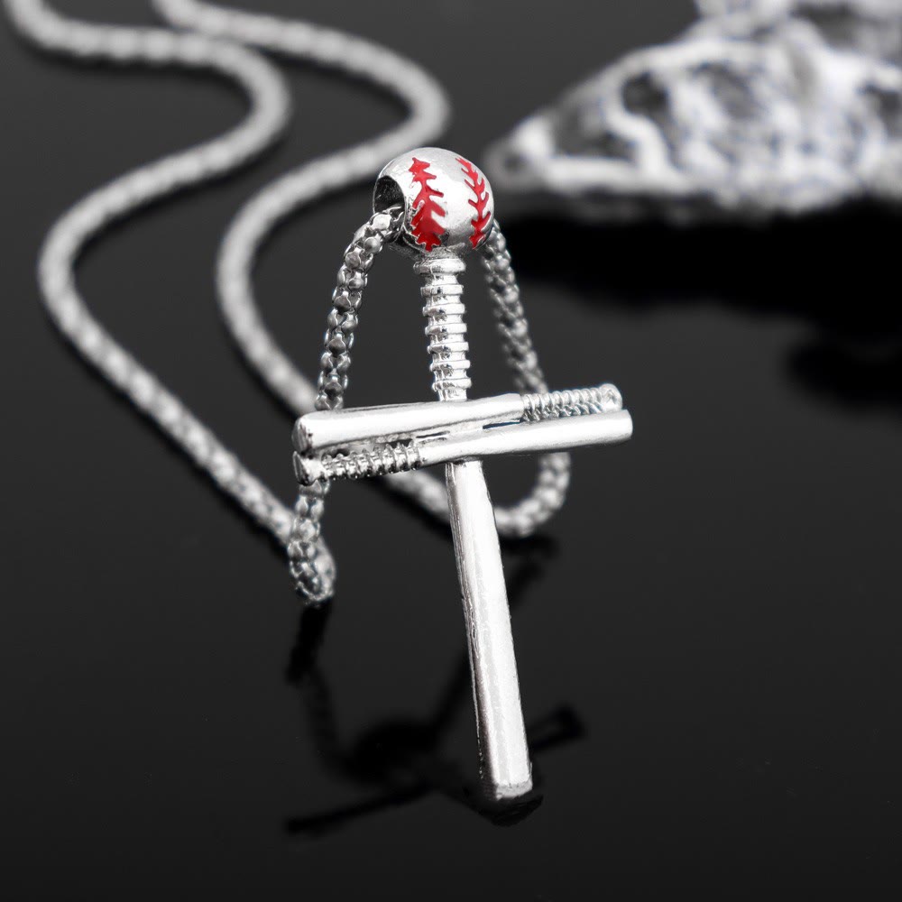 Christianartworkshop Baseball Bat Constructed Cross Box Chain Necklace: Emblem of Sport Perseverance & Steadfast Grace - Silver - image 2