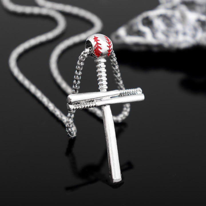 Christianartworkshop Baseball Bat Constructed Cross Box Chain Necklace: Emblem of Sport Perseverance & Steadfast Grace - Silver - image 2