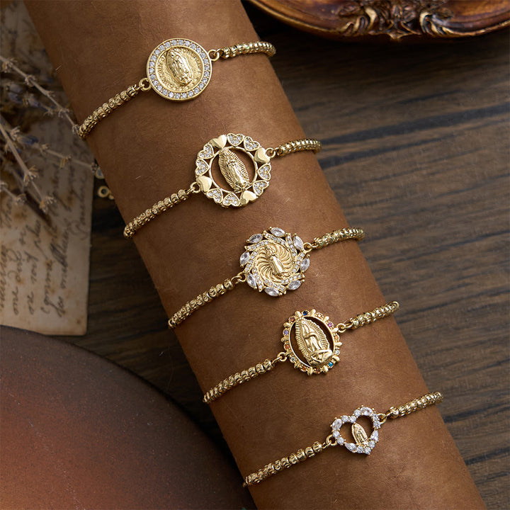Christianartworkshop Assorted Crystal Frame Our Lady Mini Bead Chain Bracelet: Emblem of Gentle Heavenly Protection - image 0
