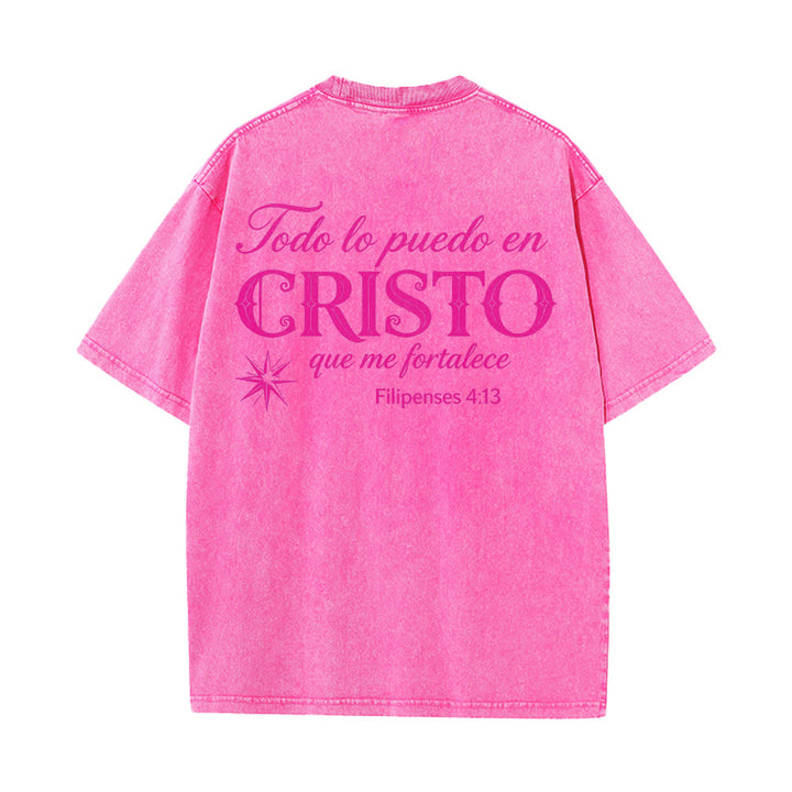 Christianartworkshop Elegant Dual Font Spanish Spiritual Verse Tiny Star Back Washed Unisex T-Shirt - image 26