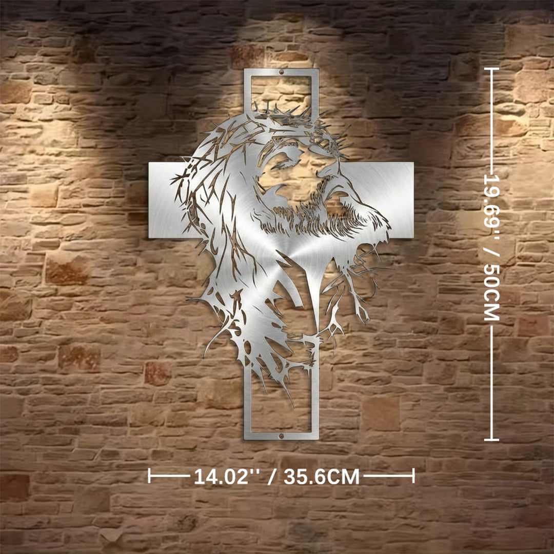 Christianartworkshop Crown of Thorns Jesus Cross Metal Wall Decor: Heartfelt Faith Statement  - Silver - 14.02''*19.69''*0.05''/35.6cm*50cm*0.12cm - image 15