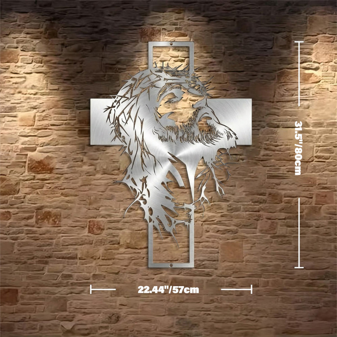 Christianartworkshop Crown of Thorns Jesus Cross Metal Wall Decor: Heartfelt Faith Statement  - Silver - 22.44"*31.50"*0.05"/57cm*80cm*0.12cm - image 17
