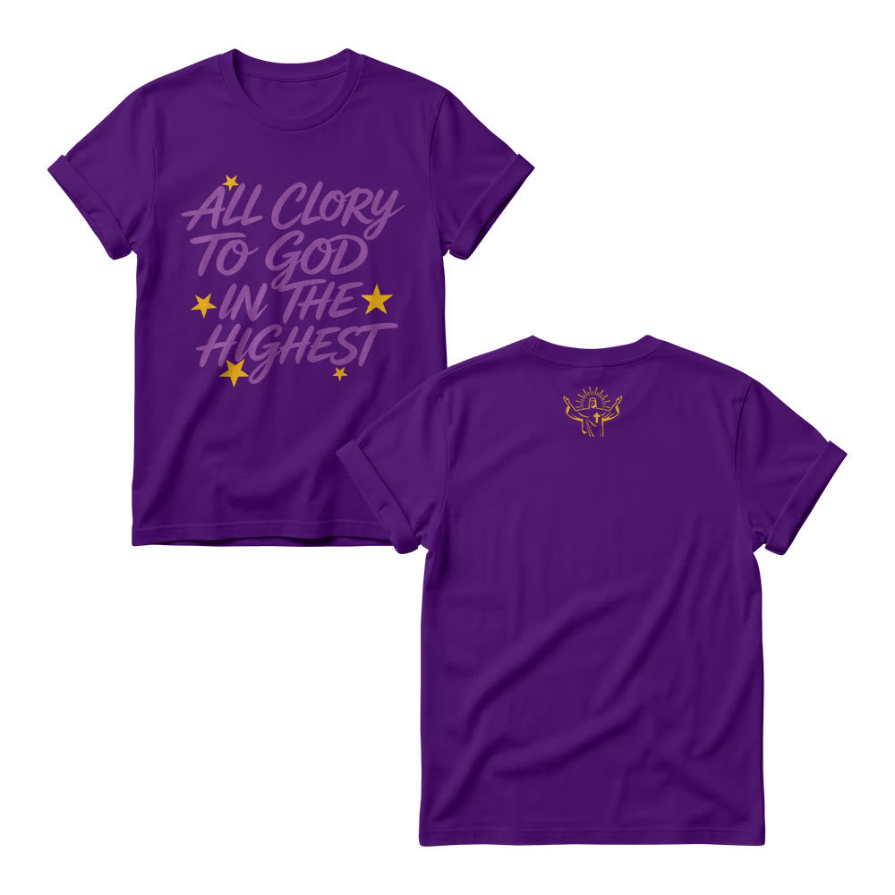 Christianartworkshop All Glory To God In The Highest Star Accent Front Print Women’s Crewnecks - Purple - 4XL - image 8