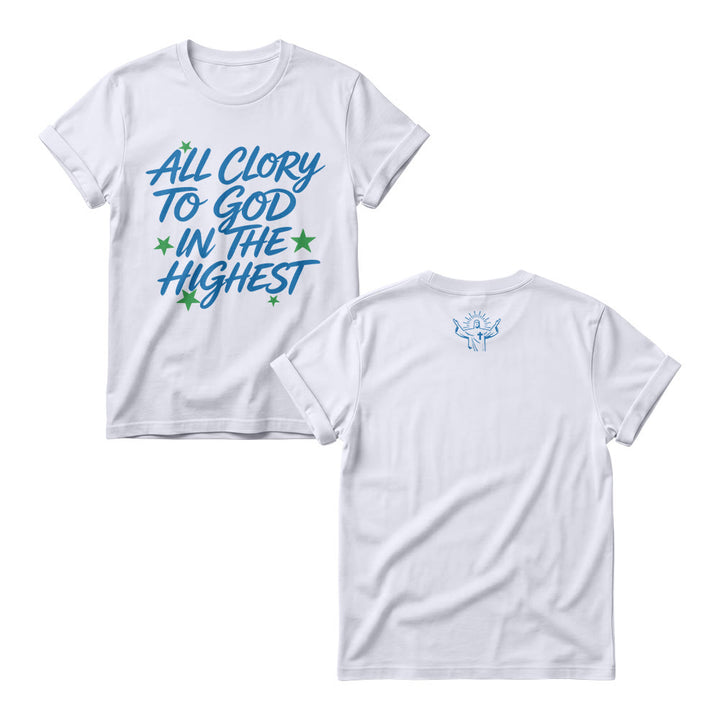 Christianartworkshop All Glory To God In The Highest Star Accent Front Print Women’s Crewnecks - White - 4XL - image 2