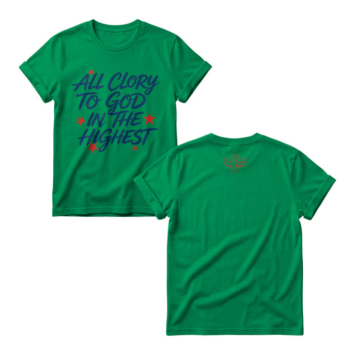 Christianartworkshop All Glory To God In The Highest Star Accent Front Print Women’s Crewnecks - Green - 4XL - image 10