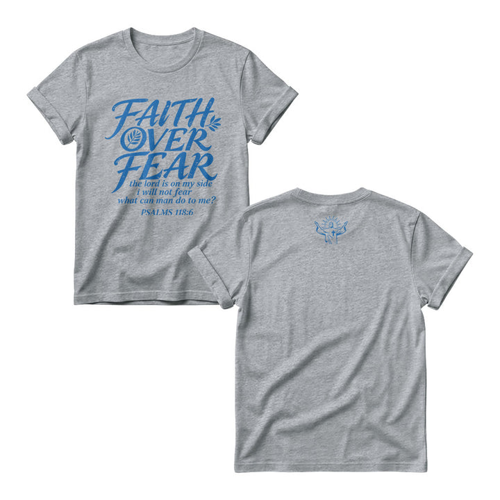 Christianartworkshop Faith Over Fear Olive Branch Psalm 118:6 Cursive Front Print Women’s Crewnecks - Grey - 4XL - image 6