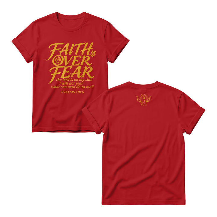 Christianartworkshop Faith Over Fear Olive Branch Psalm 118:6 Cursive Front Print Women’s Crewnecks - Red - 4XL - image 10
