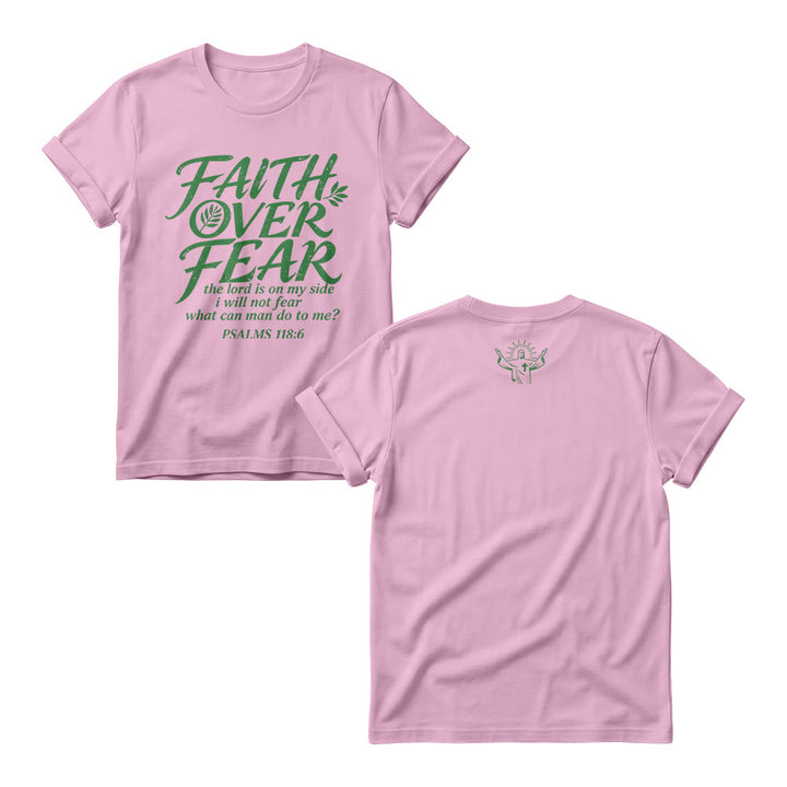 Christianartworkshop Faith Over Fear Olive Branch Psalm 118:6 Cursive Front Print Women’s Crewnecks - Pink - 4XL - image 7