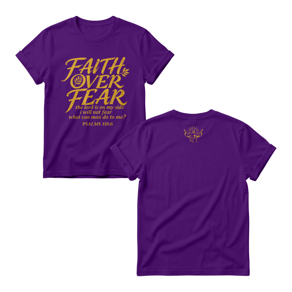 Christianartworkshop Faith Over Fear Olive Branch Psalm 118:6 Cursive Front Print Women’s Crewnecks - Purple - 4XL - image 9