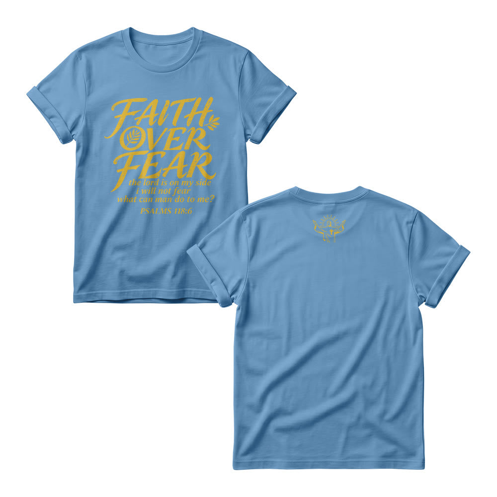 Christianartworkshop Faith Over Fear Olive Branch Psalm 118:6 Cursive Front Print Women’s Crewnecks - Blue - 4XL - image 8