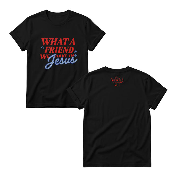 Christianartworkshop What A Friend We Have In Jesus Mix Block Cursive Tiny Star Sparkle Accent Front Print Women’s Crewnecks - Black - 4XL - image 6
