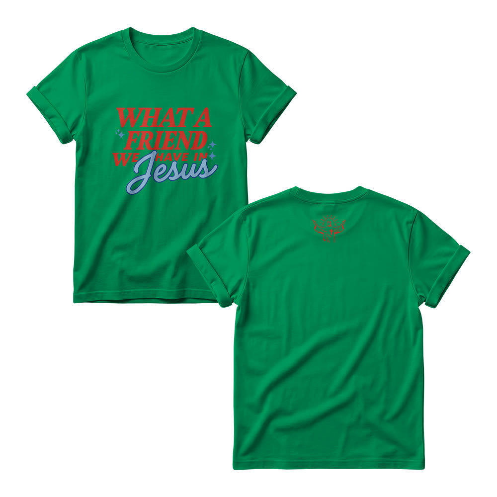 Christianartworkshop What A Friend We Have In Jesus Mix Block Cursive Tiny Star Sparkle Accent Front Print Women’s Crewnecks - Green - 4XL - image 9