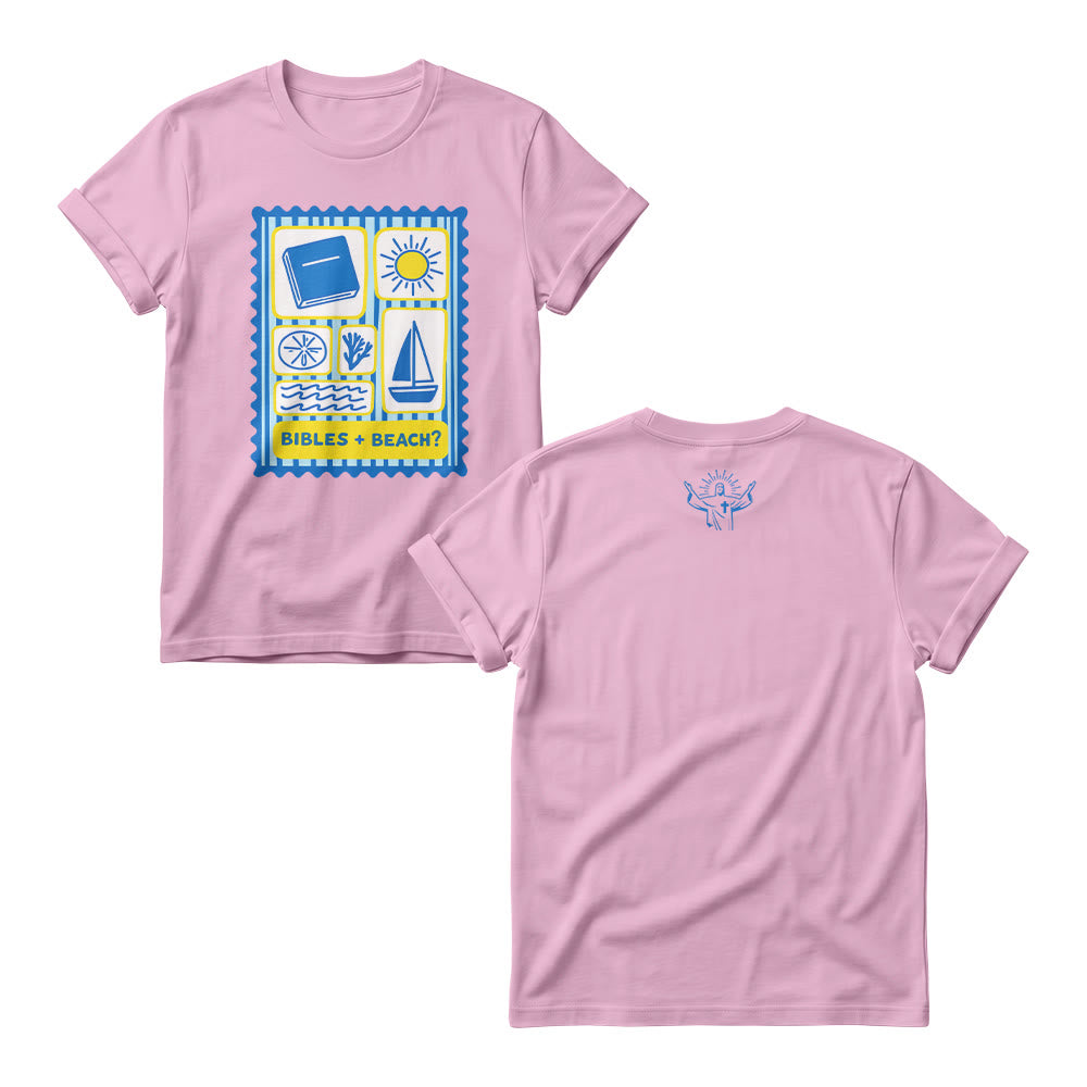 Christianartworkshop Pastel Stamp Grid Bible Sun Palm Sailboat Wave Doodle Women’s Crewnecks - Pink - 4XL - image 4