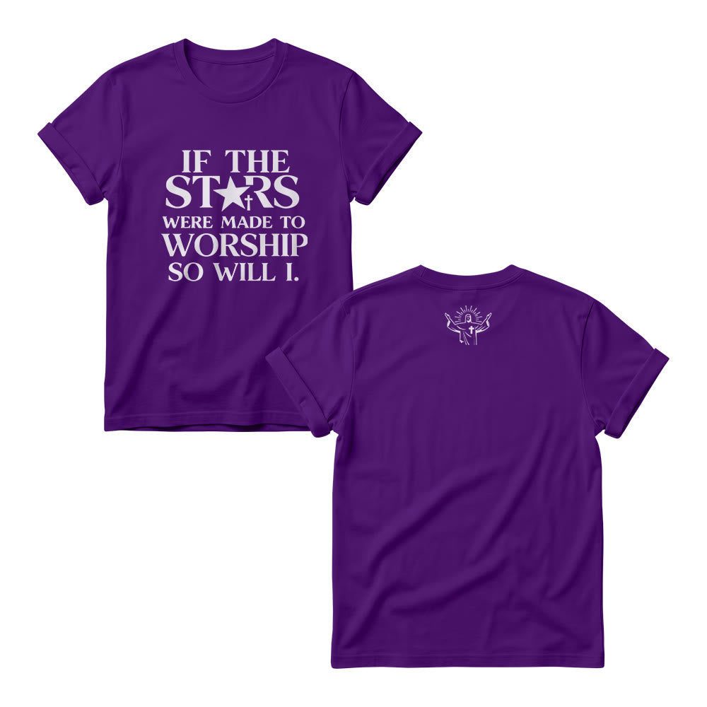 Christianartworkshop If The Stars Were Made To Worship Cross Star Replace Serif Stack Front Print  Women’s Crewnecks - Purple - 4XL - image 7