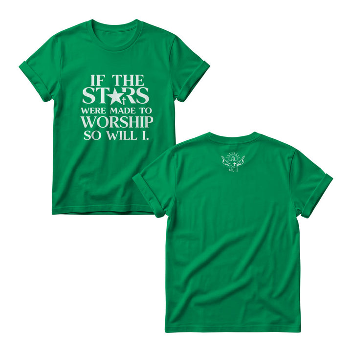 Christianartworkshop If The Stars Were Made To Worship Cross Star Replace Serif Stack Front Print  Women’s Crewnecks - Green - 4XL - image 9