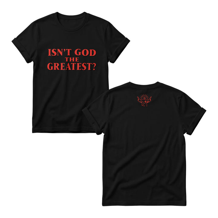 Christianartworkshop Isn’t God The Greatest Bold Contrast Outline Serif Front Print Women’s Crewnecks - Black - 4XL - image 6