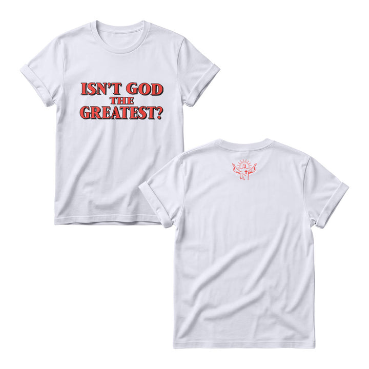 Christianartworkshop Isn’t God The Greatest Bold Contrast Outline Serif Front Print Women’s Crewnecks - White - 4XL - image 1