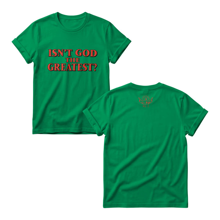 Christianartworkshop Isn’t God The Greatest Bold Contrast Outline Serif Front Print Women’s Crewnecks - Green - 4XL - image 9