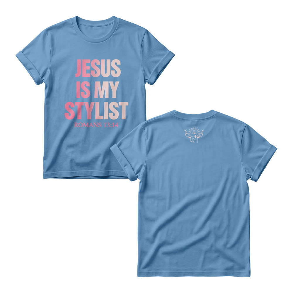 Christianartworkshop Humorous Fashion Verse Gradient Text Front Graphic Women’s Crewnecks - Blue - 4XL - image 6
