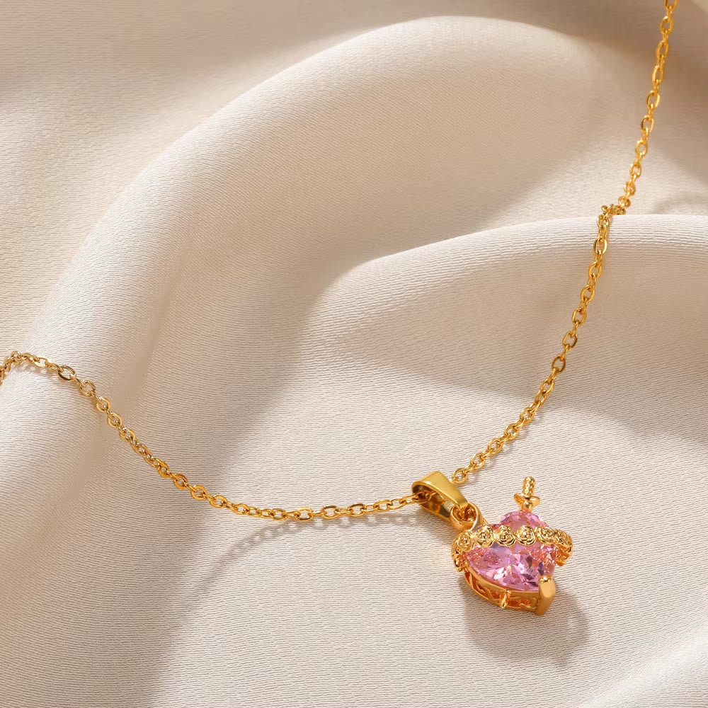 Christianartworkshop Pink Sacred Heart Rose Dagger Pendant Necklace: Timeless Emblem of Sacred Vow and Devoted Affection - image 4