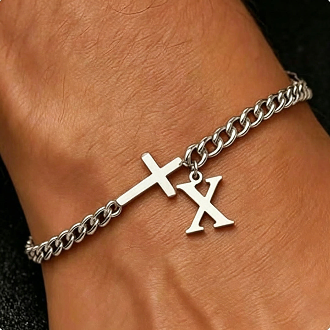 Christianartworkshop Letter Cross Curb Chain Bracelet: Personalized Emblem of Steadfast Heavenly Faith - X - image 25