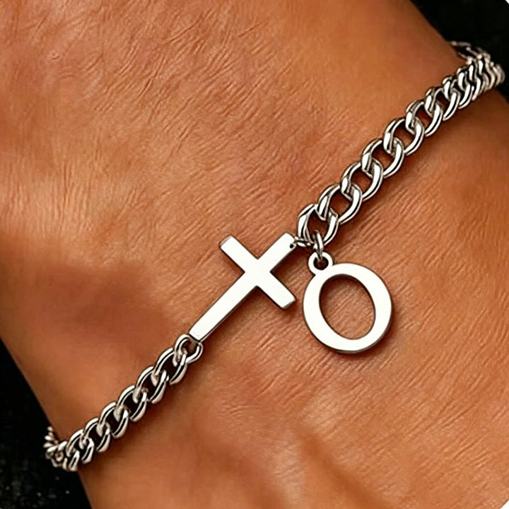 Christianartworkshop Letter Cross Curb Chain Bracelet: Personalized Emblem of Steadfast Heavenly Faith - O - image 16
