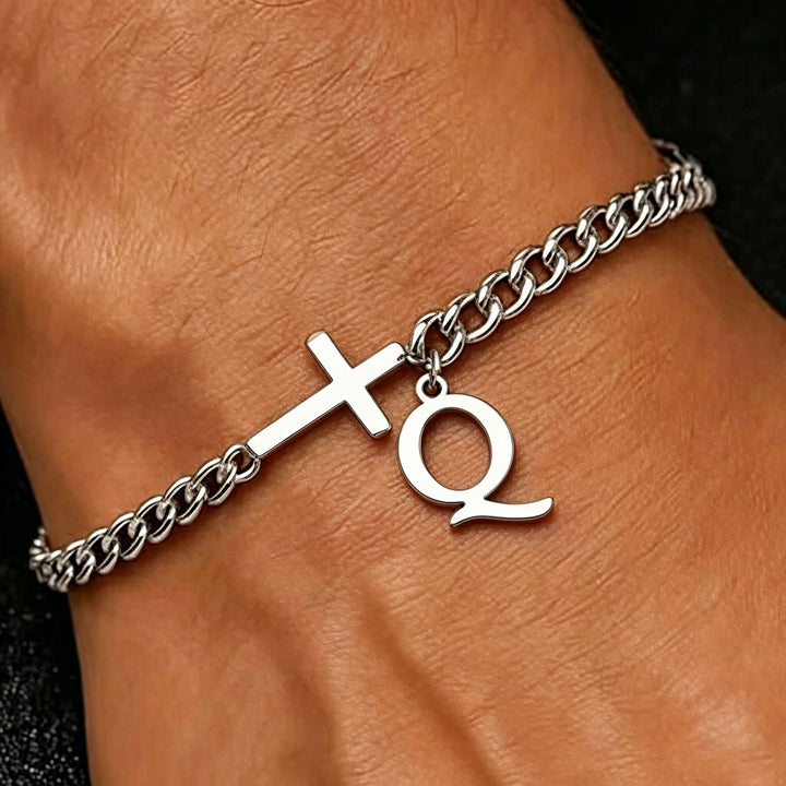 Christianartworkshop Letter Cross Curb Chain Bracelet: Personalized Emblem of Steadfast Heavenly Faith - Q - image 18