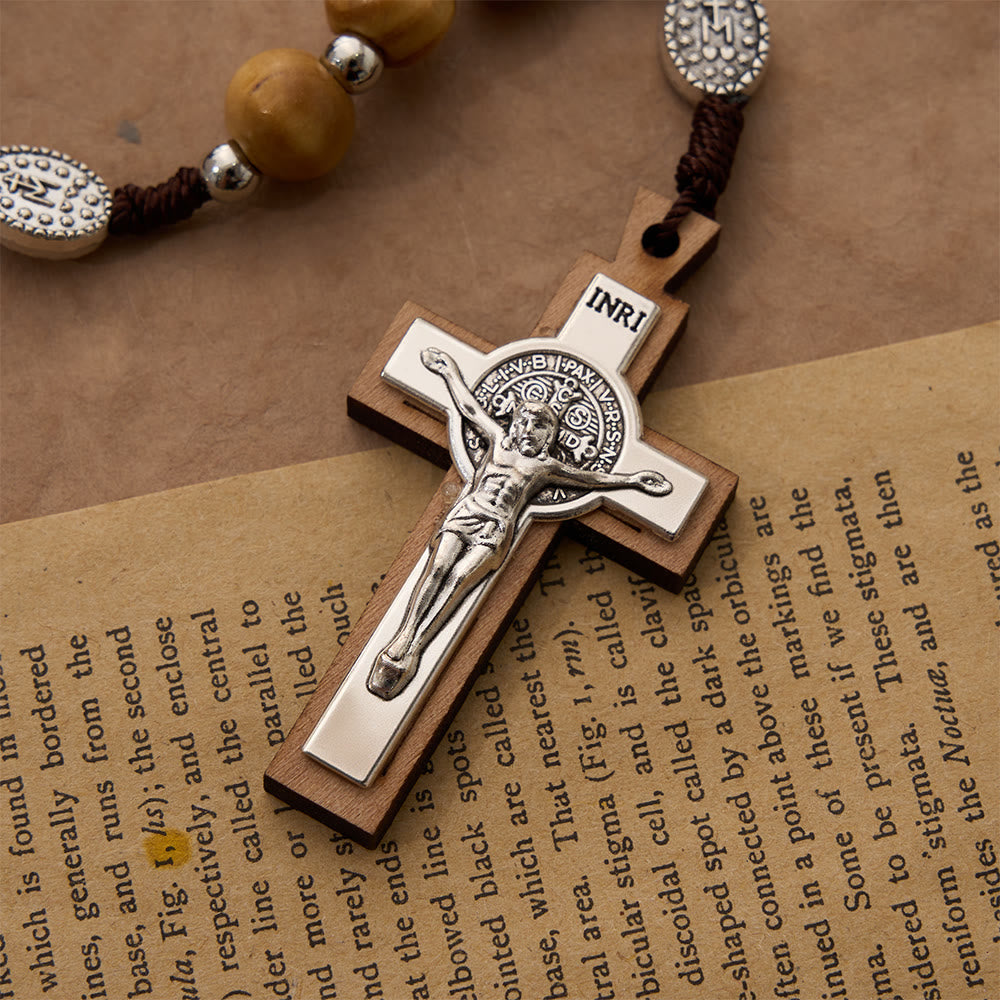 Christianartworkshop Cord Wood Crucifix Rosary Bracelet: Graceful Token of Quiet Prayerful Peace - image 3